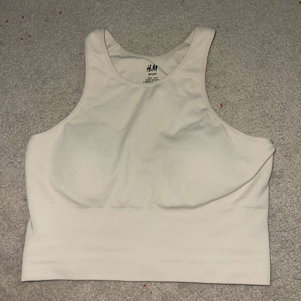 H&M Women's Off-White Ribbed Tank Top